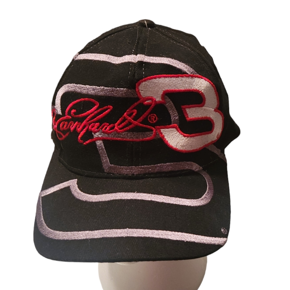 VINTAGE Nascar Hat Cap Snap Back Black Gray Dale Earnhardt Racing Mens 9…